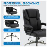 Office Star FL14571 mid-back executive chair, Black Faux Leather, detail