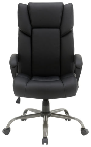 Office Star FL14570 high-back executive chair, Black Faux Leather, front view