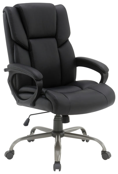 Office Star FL14571 mid-back executive chair, Black Faux Leather, main view