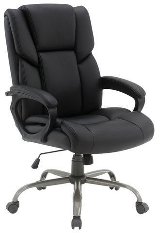 Office Star FL14571 mid-back executive chair, Black Faux Leather, main view