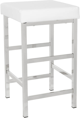 Office Star Polished Chrome Backless Stool [MET13] Office Star 26" - White MET1326C-WH