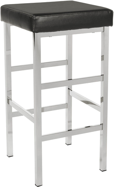 Office Star Polished Chrome Backless Stool [MET13] Office Star 30" - Black Vinyl MET1330C-BK