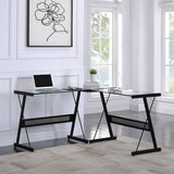 Office Star Prime L-Shape Desk [PME5555] Office Star Clear/Black Computer Desk PME5555-BLK