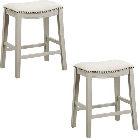 Office Star Saddle Stool 2-Pack [MET] Office Star 24" Linen - White Washed MET6224WW-L32