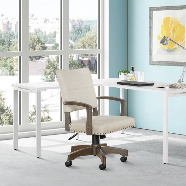 Office Star Santina Bankers Chair [111AG] Office Star Ivory Home Office Chair 111AG-IVY