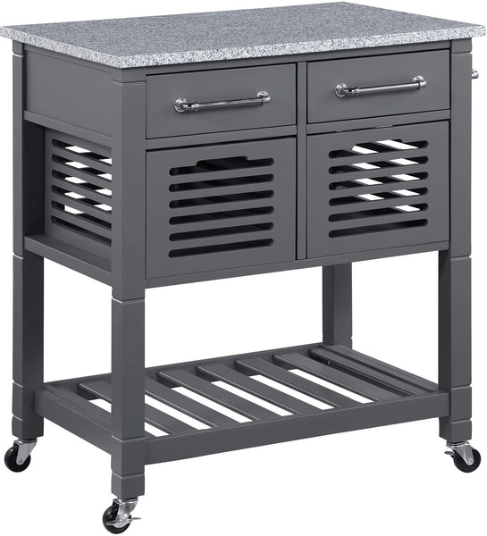 Office Star Stafford Kitchen Cart [STF] Office Star Granite Top / Grey Base STFG-2