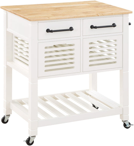 Office Star Stafford Kitchen Cart [STF] Office Star Wood Top / White Base STFW-11