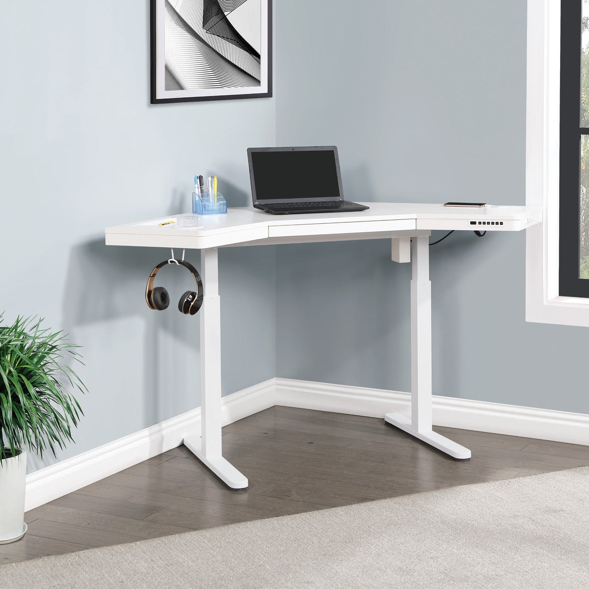 Office Star Stealth Corner Sit-to-Stand Electric Height Desk [STH4848 ...