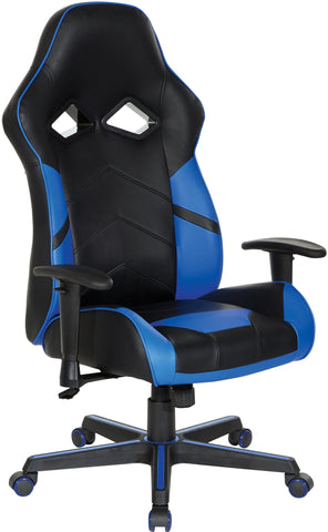 Office Star Vapor Gaming Chair [VPR25] Office Star Black Faux Leather with Blue Accents VPR25-BL