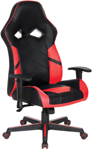 Office Star Vapor Gaming Chair [VPR25] Office Star Black Faux Leather with Red Accents VPR25-RD
