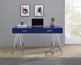 Office Star Vivid 2 Drawer Writing Desk [VVD5422] Office Star Lapis Blue/Chrome Writing Desk VVD5422-LP