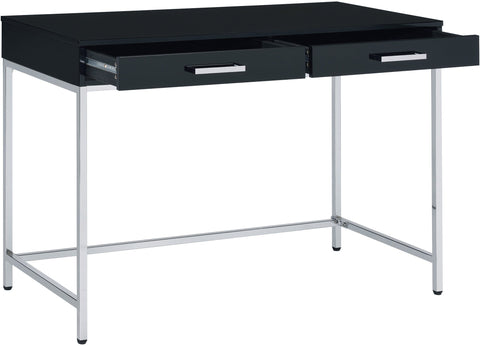 Office Star Vivos Black Writing Desk [VIV43] Office Star Black/Chrome Writing Desk VIV43-BLK