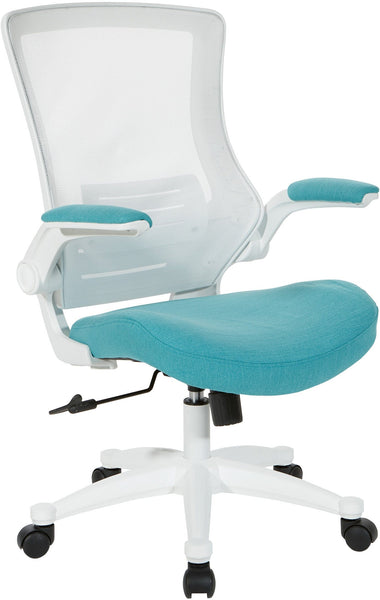 Office Star White Screen Back Manager's Chair [EM60926WH] Office Star Linen Turquoise EM60926WH-F28
