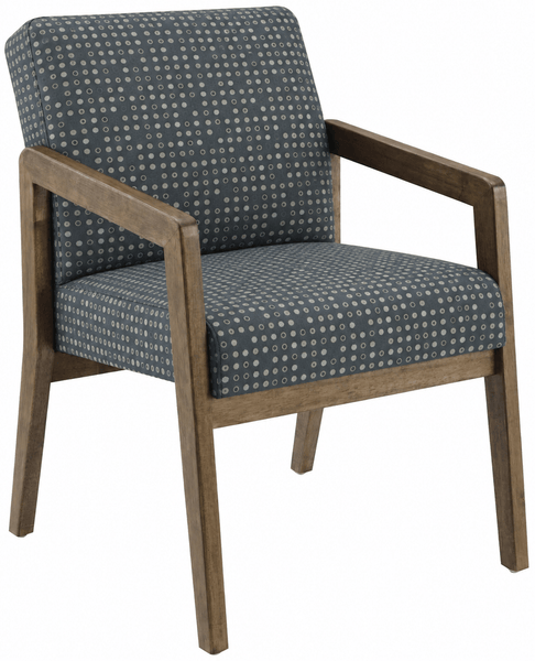 Office Star WD581 Park City wood visitor chair with gray patterned memory foam seat, angled view