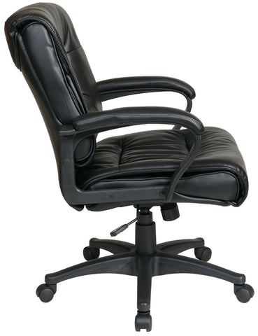 Office Star Work Smart Leather Office Chair [EX5161] Office Star Glove Soft Black Leather -G13 Mid Back Desk Chair EX5161-G13