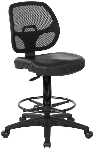 Office Star Work Smart Screen Back Mesh Drafting Chair [DC2990] Office Star Black Vinyl -V / Rolling Casters - Included / No Arms Drafting Chair DC2990V