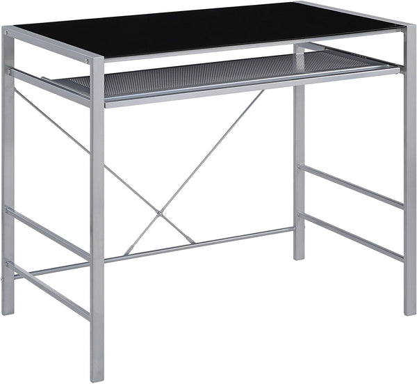 Office Star Zephyr Computer Desk [ZHR3620] Office Star Black Glass /Silver Frame ZHR3620-SV