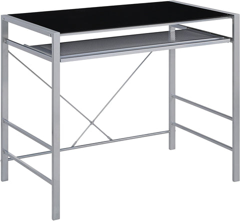 Office Star Zephyr Computer Desk [ZHR3620] Office Star Black Glass /Silver Frame ZHR3620-SV