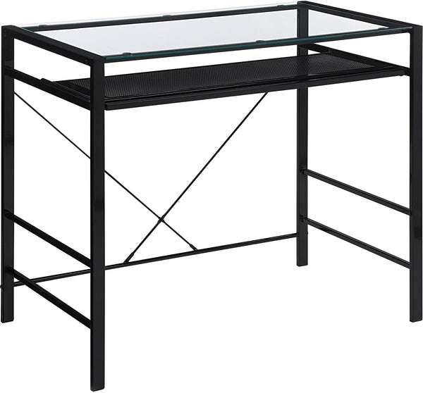 Office Star Zephyr Computer Desk [ZHR3620] Office Star Clear Glass /Black Frame ZHR3620-BK