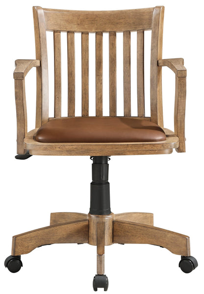 OSP Designs Deluxe Wood Bankers Desk Chair [108] Office Star Fruitwood with Brown Seat (108FW-1) Home Office Chair 108FW-1