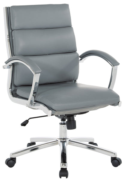 OSP Designs Mid Back Executive Faux Leather Chair [FL5388C] Office Star Grey Leather Office Chair