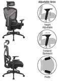 ProLine II Mesh Back Heavy Duty Chair with Adjustable Headrest [71142HR-3] Office Star Mesh Chair 71142HR-3