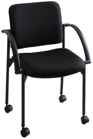 Safco Moto Stack Chairs with Casters, 2-Pack [4184BL] Safco Black BL Stacking Chair 4184BL