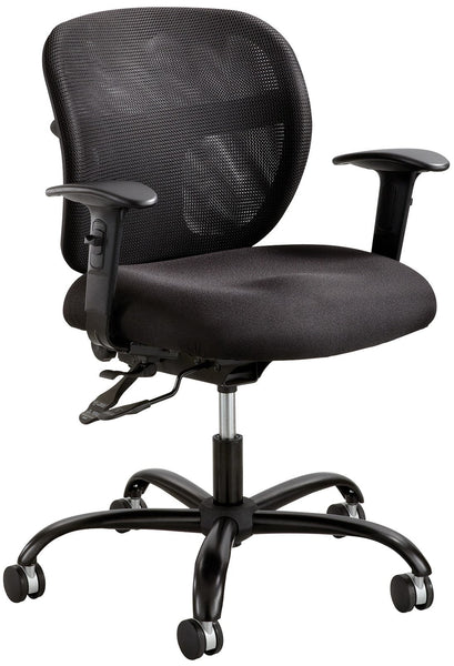 Safco Vue&trade; Mesh Back Big and Tall Office Chair [3397] Safco Black Fabric 3397BL / Add Adj. T-shape Arms -3399BL (+$73) Task Chair 3397BL