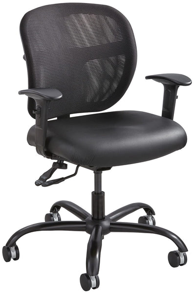 Safco Vue&trade; Mesh Back Big and Tall Office Chair [3397] Safco Black Vinyl 3397BV / Add Adj. T-shape Arms -3399BL (+$73) Task Chair 3397BV