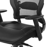 Space Seating® Black Mesh Chair with Adjustable Leather Headrest and Seat [27008] Office Star Mesh Chair 27008