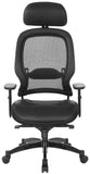 Space Seating® Black Mesh Chair with Adjustable Leather Headrest and Seat [27008] Office Star Mesh Chair 27008