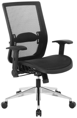 Space Seating® Black Mesh Executive Chair with Flip Arms [867A-11P91F2] Office Star Mesh Chair 867A-11P91F2
