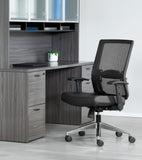 Space Seating® Black Mesh Managers Chair with Flip Arms [867A-1P91F2] Office Star Mesh Chair