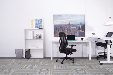 Space Seating High Back Mesh Chair with Leather Seat [818-41G9C18P] Office Star Mesh Chair