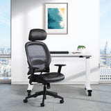 Space Seating Leather Air Grid Chair with Headrest [57906] Office Star Mesh Chair 57906E
