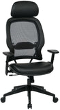 Space Seating Leather Air Grid Chair with Headrest [57906E] Office Star Mesh Chair 57906E