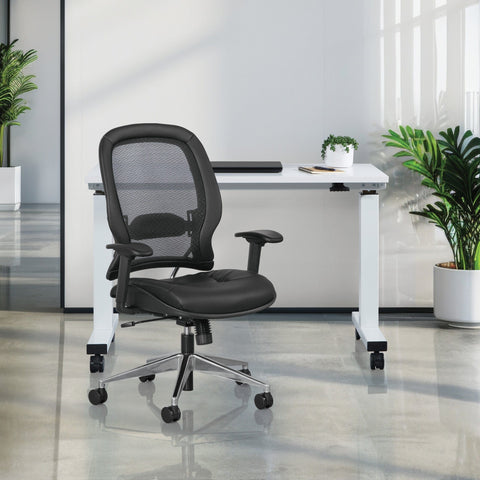 Space Seating® Professional Air Grid® Back Chair Bonded Leather Seat [335-E37P918P] Office Star Mesh Chair 335-E37P918P