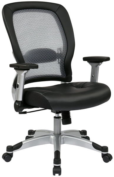 Space Seating® Professional Light Air Grid® Back Bonded Leather Chair [327-E36C61F6] Office Star Mesh Chair 327-E36C61F6