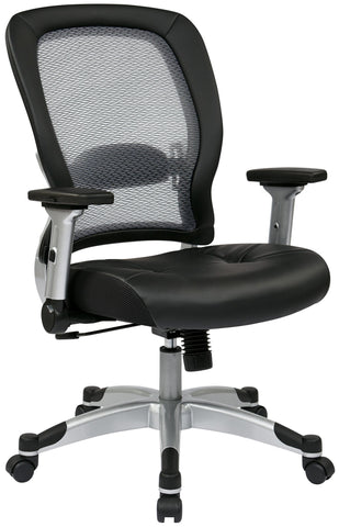 Space Seating® Professional Light Air Grid® Back Bonded Leather Chair [327-E36C61F6] Office Star Mesh Chair 327-E36C61F6