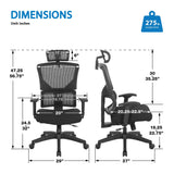 Vertical Matrix Back Manager's Chair with Optional Headrest [639-F3T1N48P ] Office Star Mesh Chair