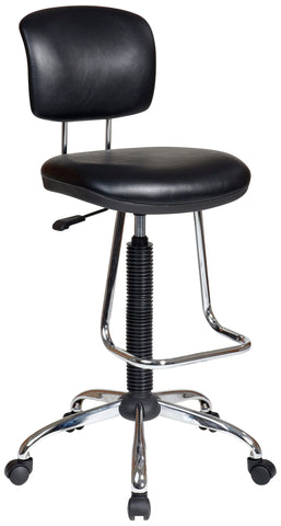 Work Smart Adjustable Black & Chrome Drafting Stool [DC420V] Office Star Drafting Chair