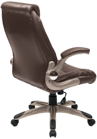 Work Smart Espresso Mid Back Faux Leather Chair with Flip Arms [FLH24981-U1] Office Star Mid Back Desk Chair FLH24981-U1