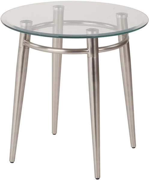 Ave Six Brooklyn Glass Round Top End Table [MG0920R-NB] Office Star End Table MG0920R-NB