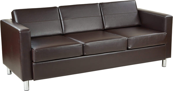 Ave Six Pacific Faux Leather Sofa Box Spring Seats [PAC53] Office Star Espresso Sofa PAC53-V34