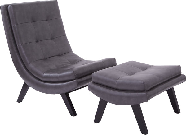 Ave Six Tustin Lounge Chair and Ottoman Faux Leather [TSN51] Office Star Pewter Accent Chair TSN51-PD26