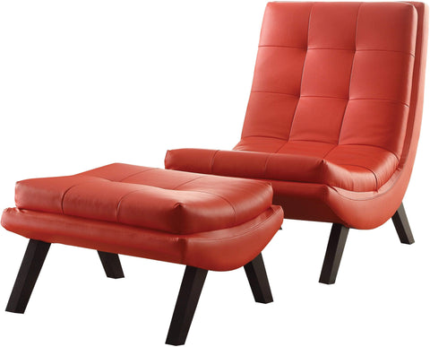 Ave Six Tustin Lounge Chair and Ottoman Faux Leather [TSN51] Office Star Red Accent Chair TSN51-U9
