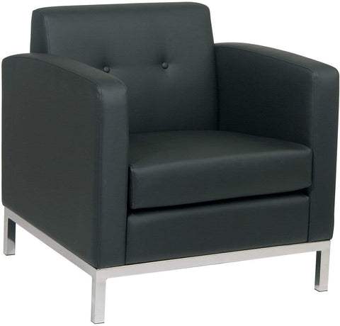 Ave Six Wall Street Faux Leather Armchair [WST51A] Office Star Black -B18 Club Chair WST51A-B18