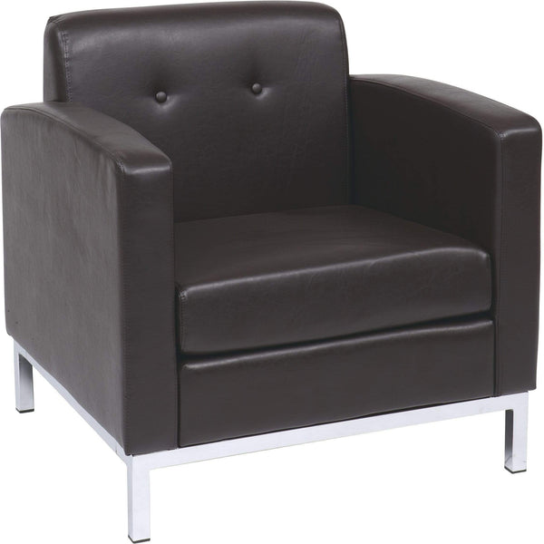Ave Six Wall Street Faux Leather Armchair [WST51A] Office Star Espresso -E34 Club Chair WST51A-E34