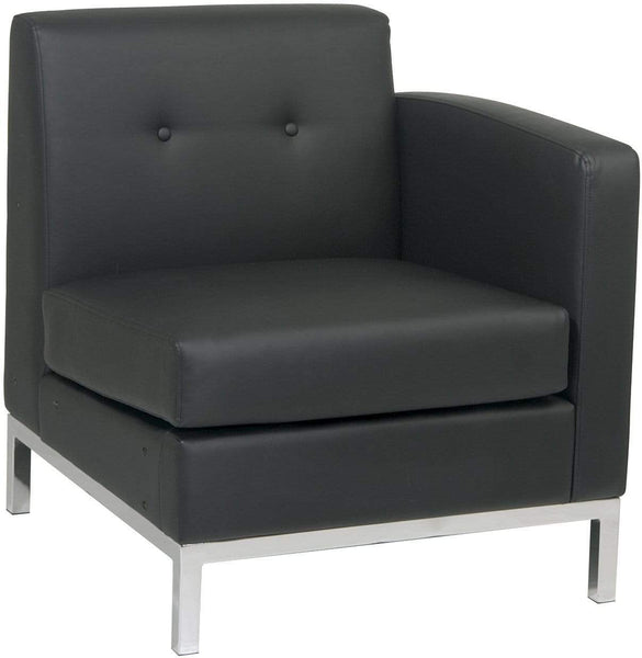 Ave Six Wall Street Right Arm Facing Modular Sofa [WST51RF] Office Star Black -B18 Sofa WST51RF-B18