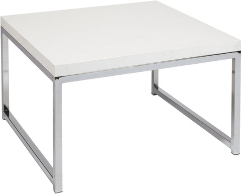 Ave Six Wall Street White 28" Accent / Corner Table [WST17] Office Star White Melamine / Chrome Finish End Table WST17-WH